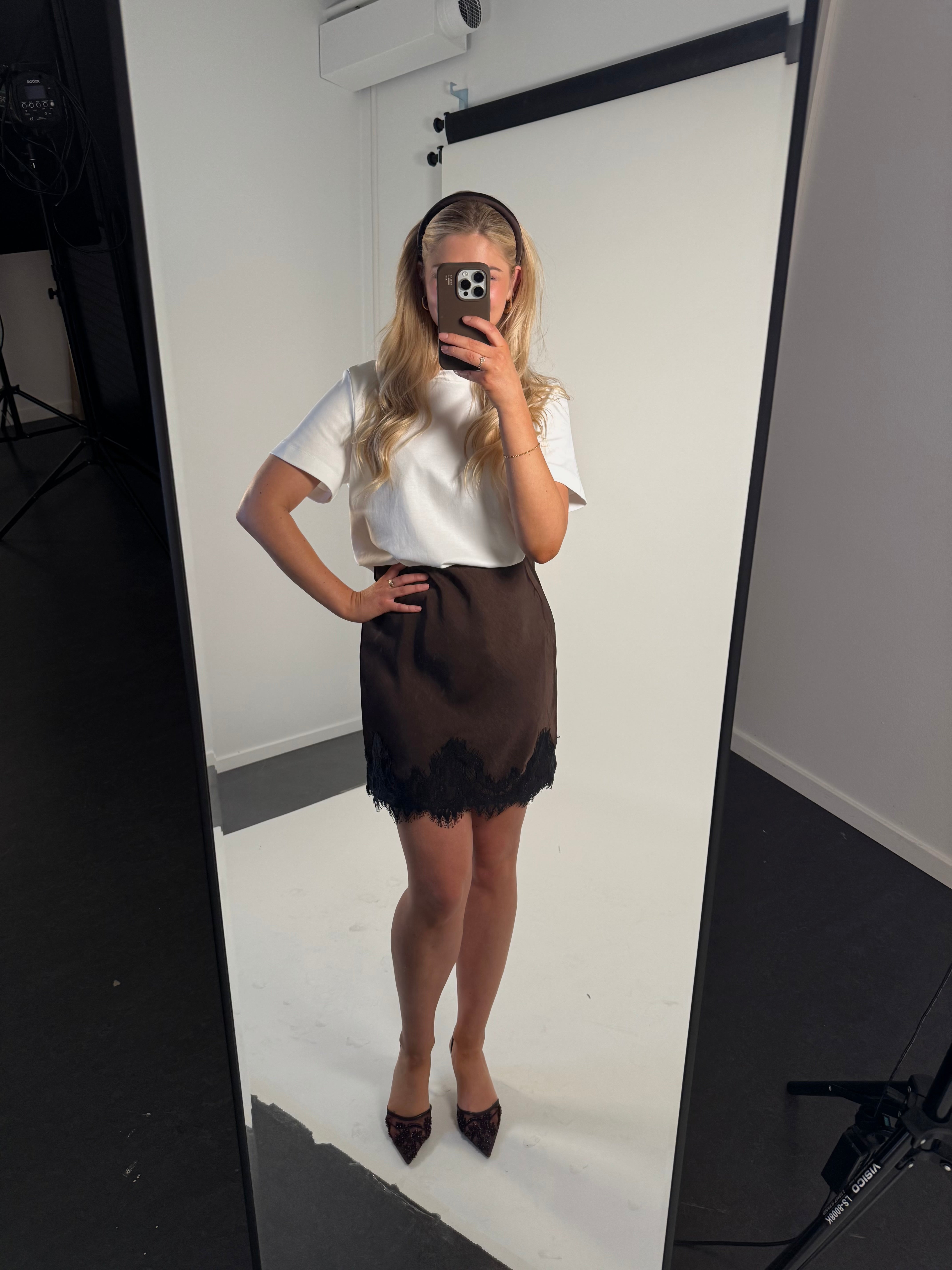 OBJNALINE Short Skirt - Seal Brown